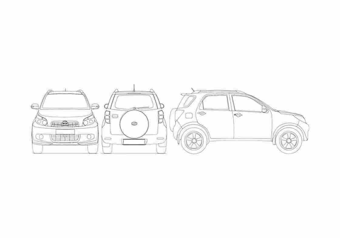 Blueprint Daihatsu Terios SUV 2009 A4 Photo Print