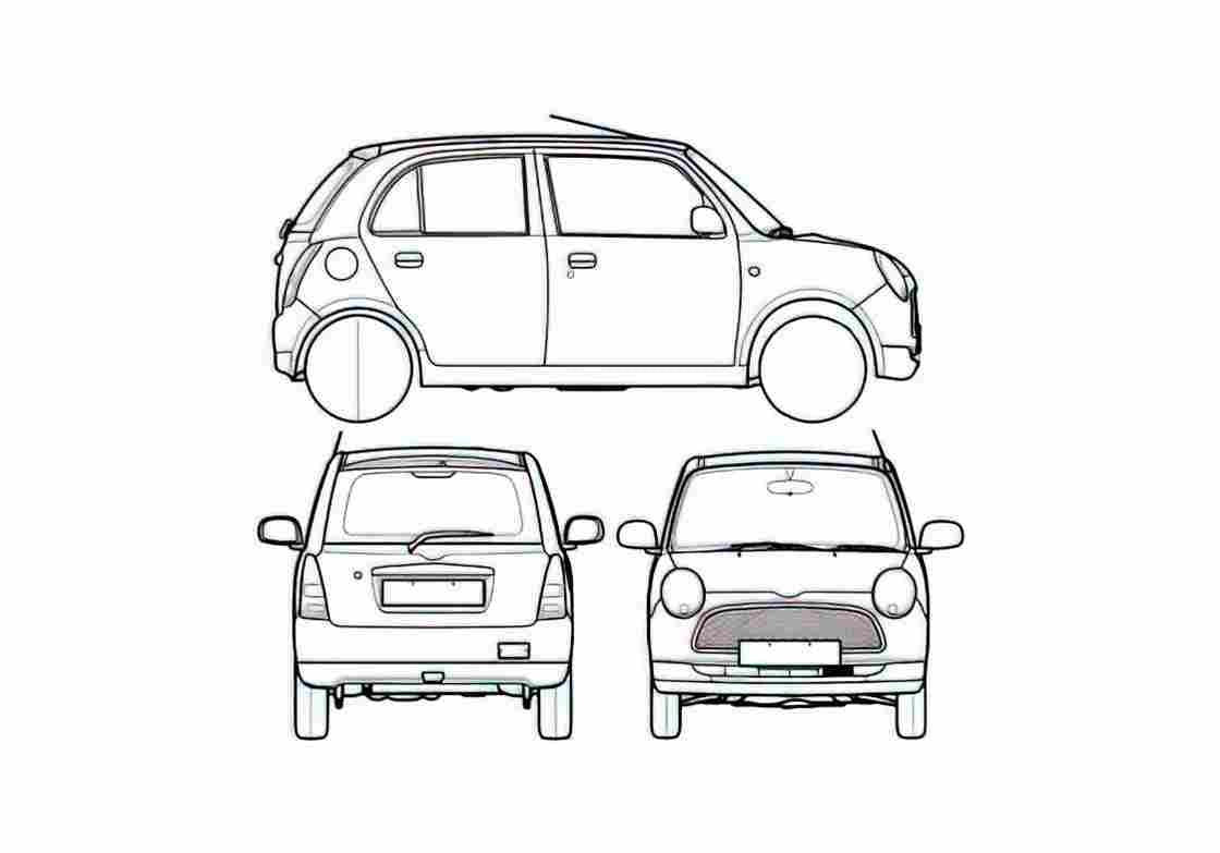 Blueprint Daihatsu Trevis Hatchback 2007 A4 Photo Print