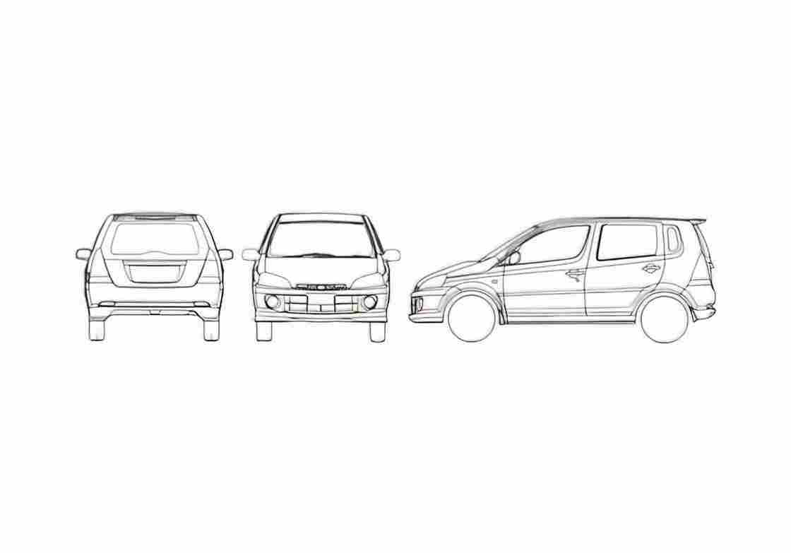 Blueprint Daihatsu YRV Wagon 2000 A4 Photo Print