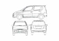 Blueprint Daihatsu YRV Wagon 2005 A4 Photo Print