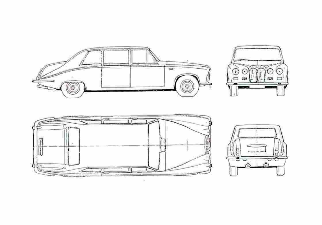 Blueprint Daimler DS 420 Limousine 1968 A4 Photo Print
