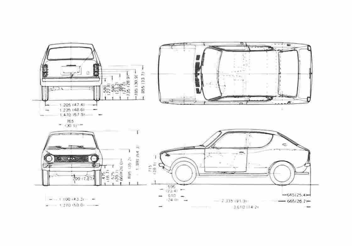 Blueprint Datsun 100A E10 Hatchback 1970 A4 Photo Print