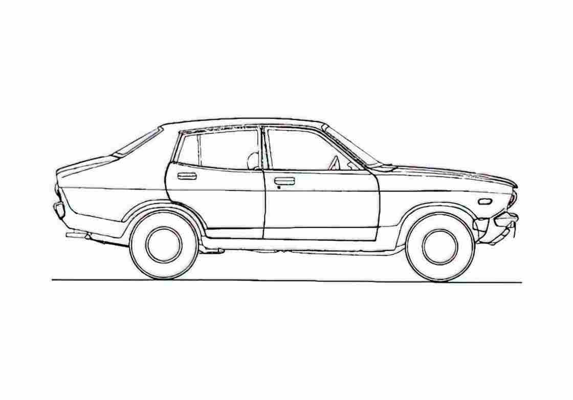 Blueprint Datsun 120Y Sunny Sedan 1973 A4 Photo Print