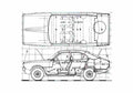Blueprint Datsun 140J Violet Hatchback 1976 A4 Photo Print
