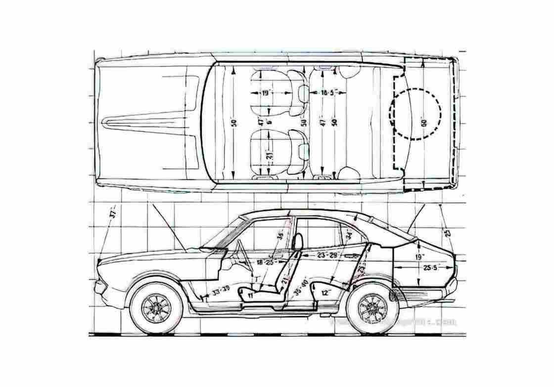 Blueprint Datsun 140J Violet Hatchback 1976 A4 Photo Print