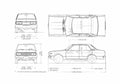 Blueprint Datsun 160J Violet A10 Sedan 1973 A4 Photo Print
