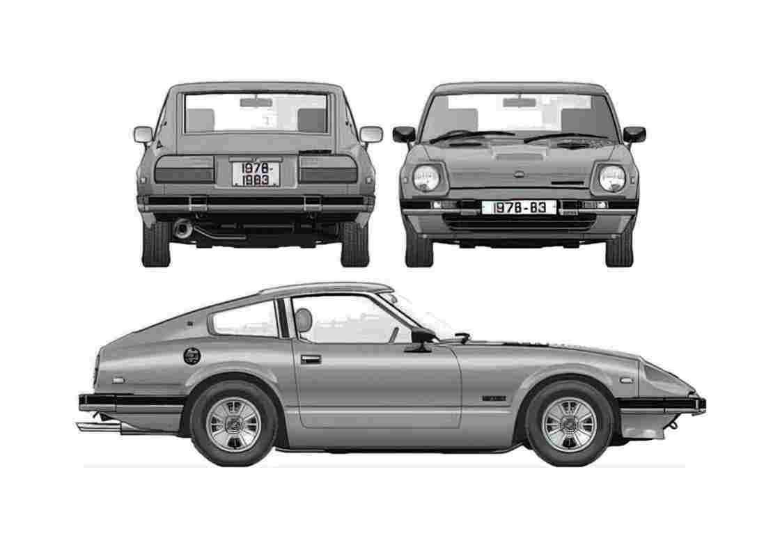 Blueprint Datsun 280ZX Fairlady Coupe 1980 A4 Photo Print