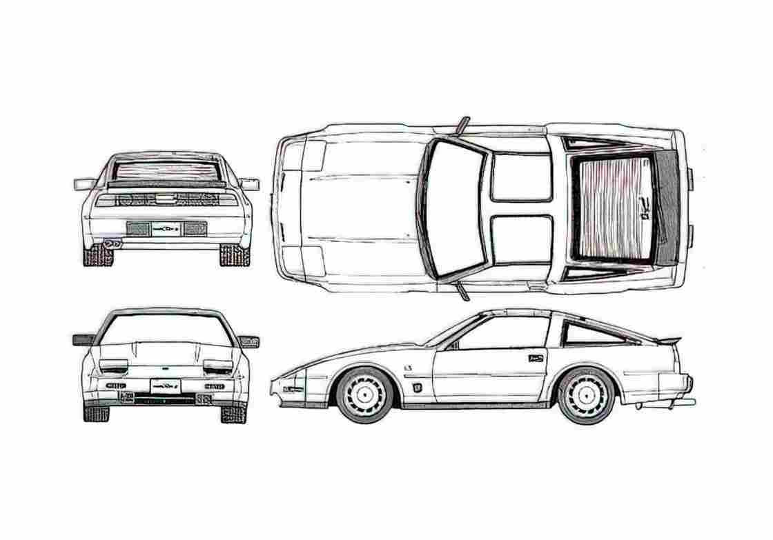Blueprint Datsun 300ZX Fairlady Coupe 1983 A4 Photo Print