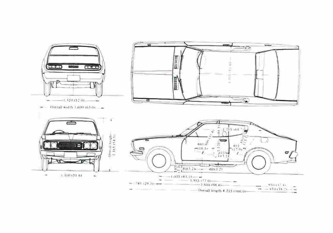 Blueprint Datsun 610 180B Coupe 1974 A4 Photo Print