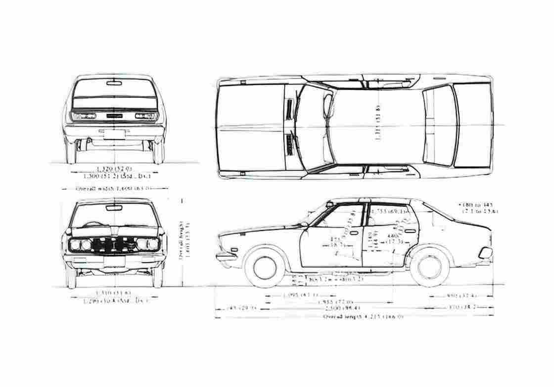 Blueprint Datsun 610 180B Sedan 1971 A4 Photo Print