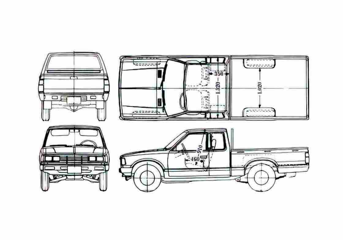 Blueprint Datsun 620 Pick up 1975 A4 Photo Print