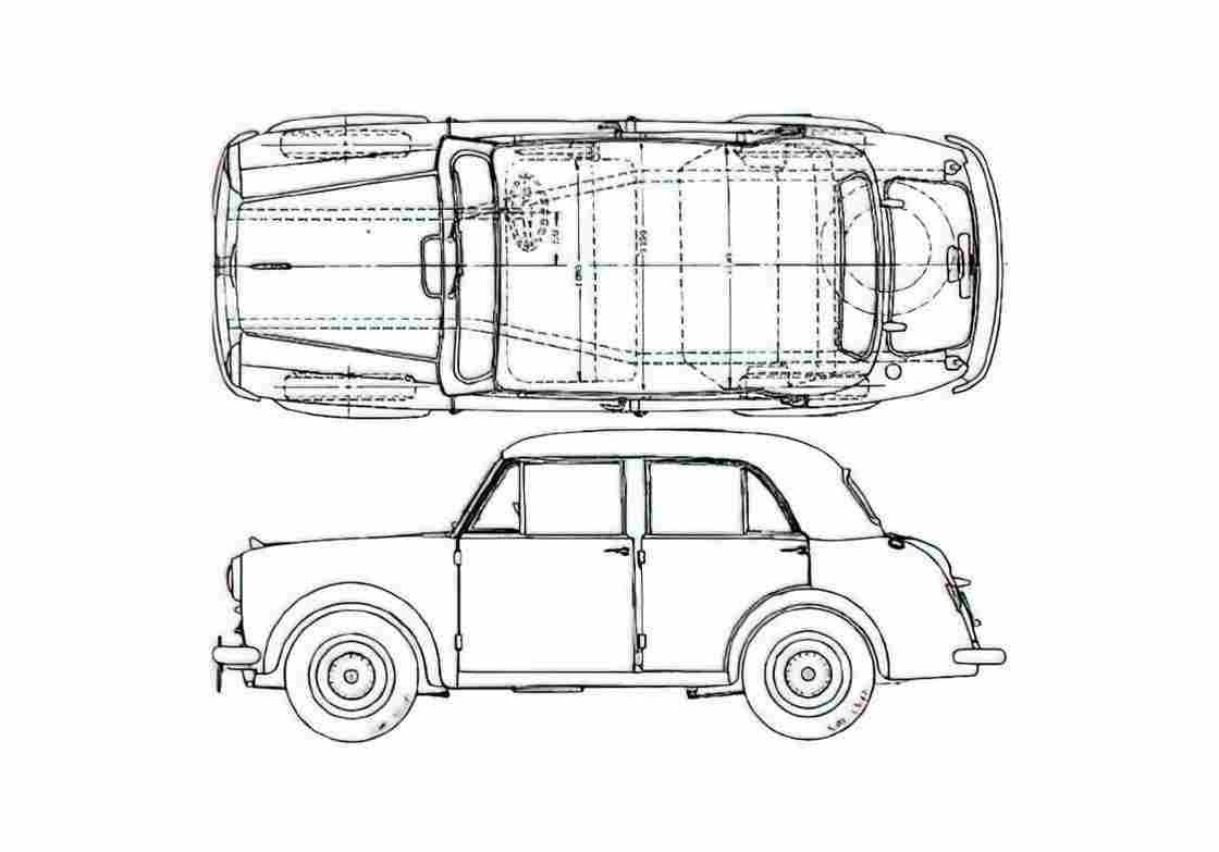 Blueprint Datsun Bluebird 110 Sedan 1955 A4 Photo Print
