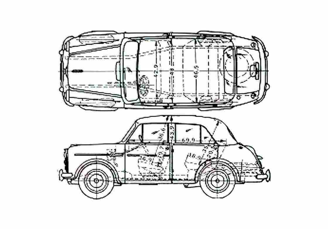 Blueprint Datsun Bluebird 210 Sedan 1958 A4 Photo Print