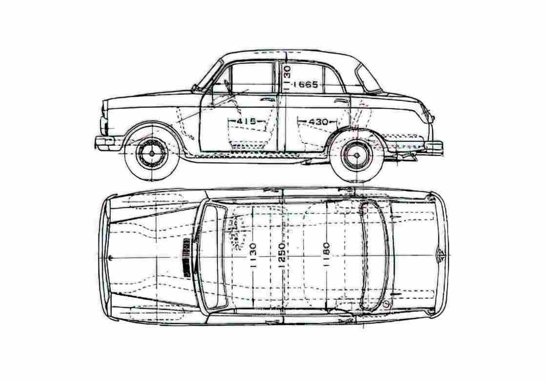 Blueprint Datsun Bluebird 310 Sedan 1959 A4 Photo Print