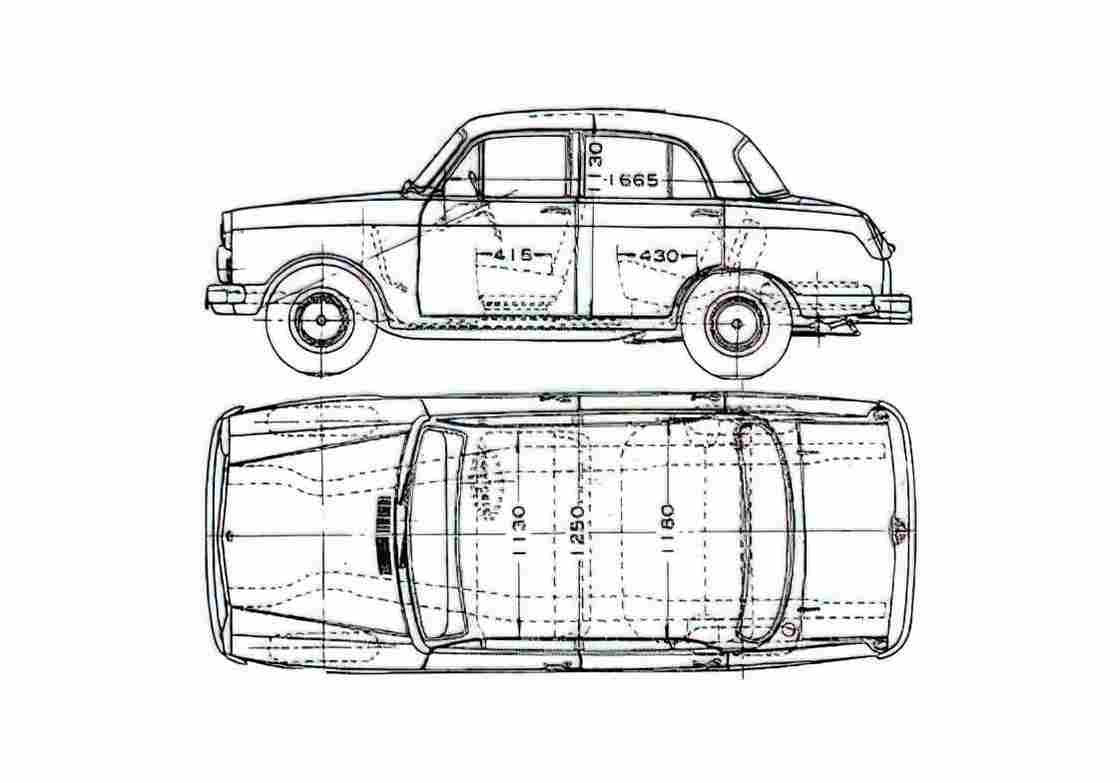 Blueprint Datsun Bluebird 310 Sedan 1961 A4 Photo Print