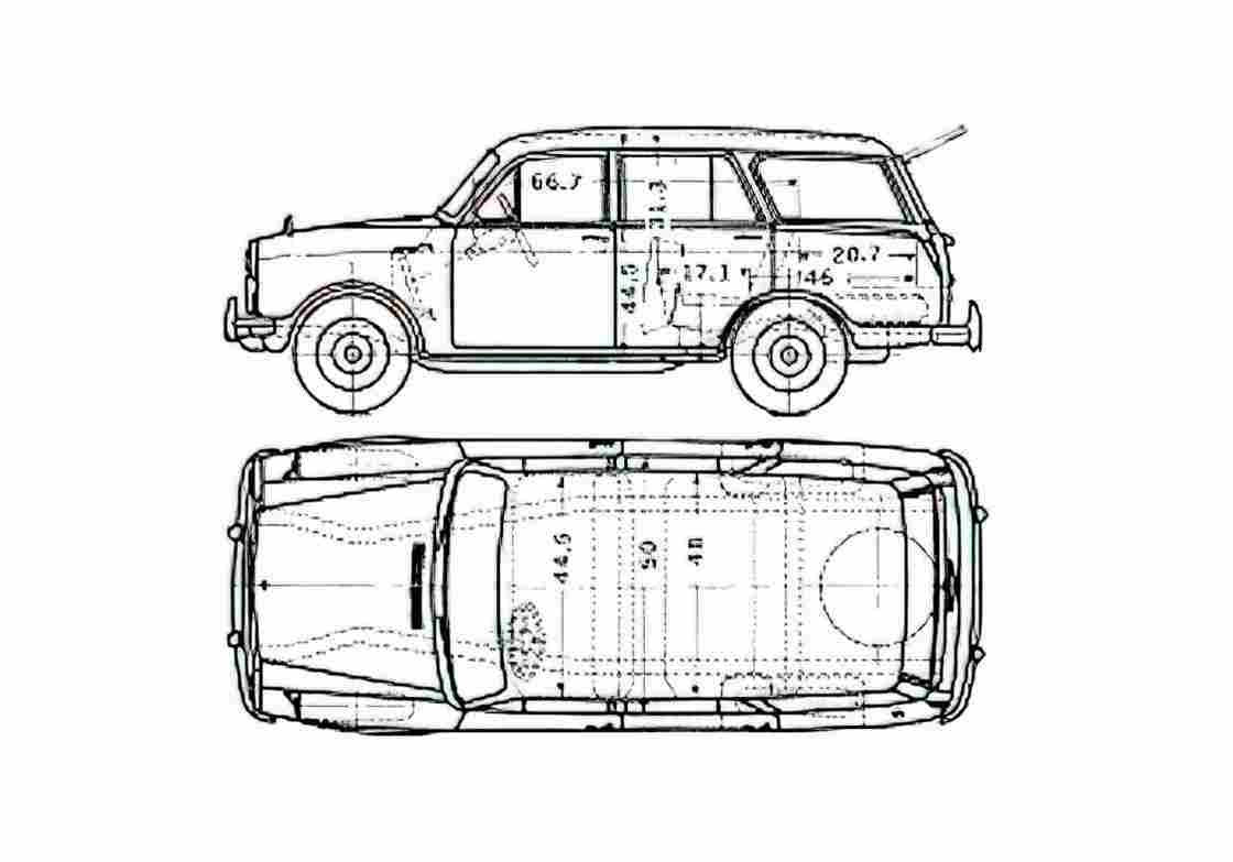 Blueprint Datsun Bluebird 310 Wagon 1961 A4 Photo Print