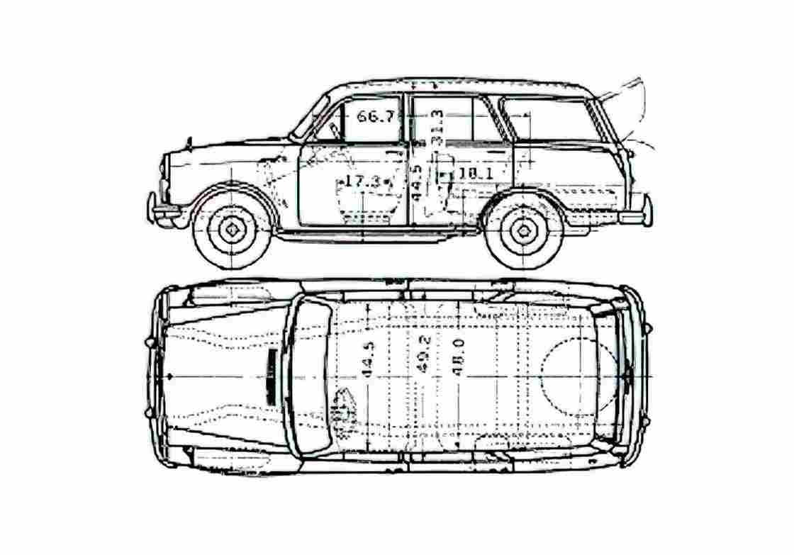 Blueprint Datsun Bluebird 311 Wagon 1962 A4 Photo Print
