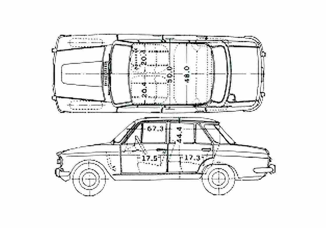 Blueprint Datsun Bluebird 410 Sedan 1965 A4 Photo Print