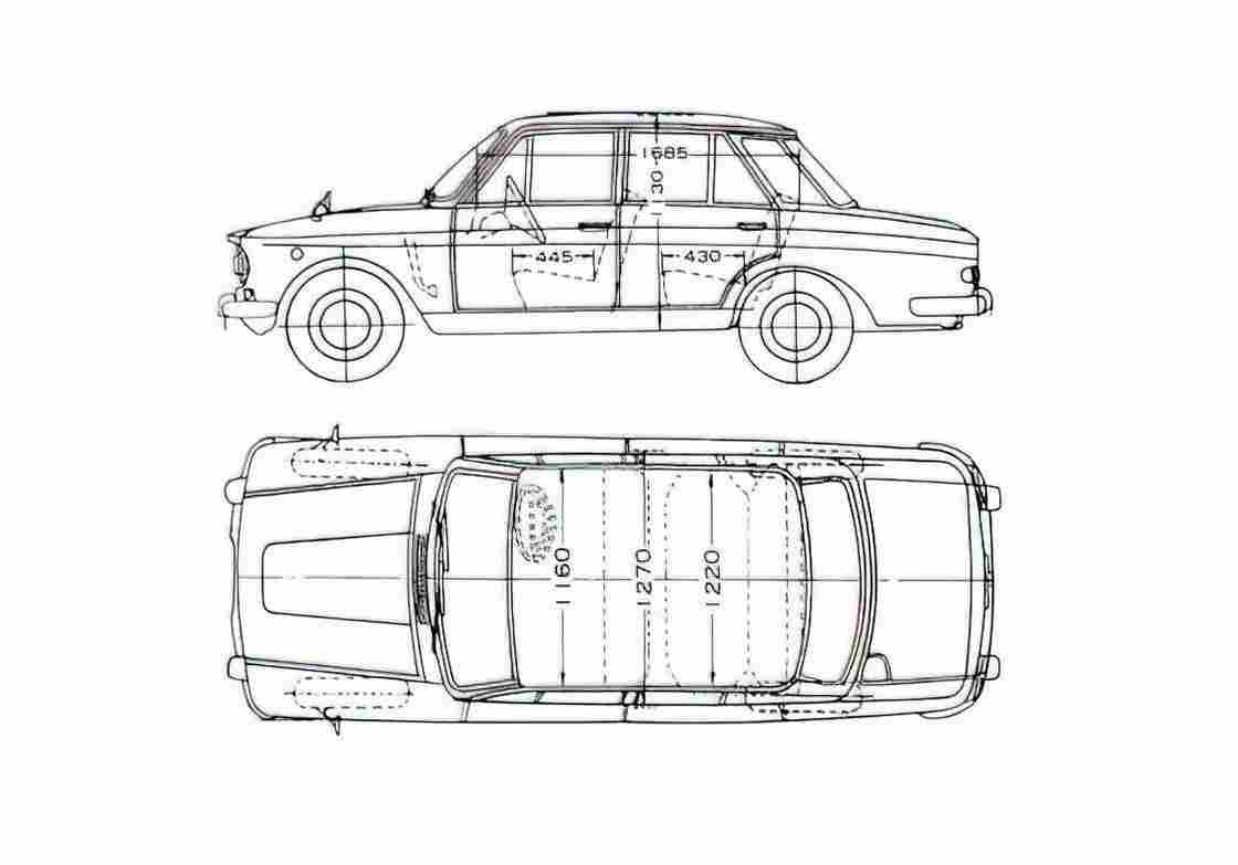 Blueprint Datsun Bluebird 410 Sedan 1966 A4 Photo Print
