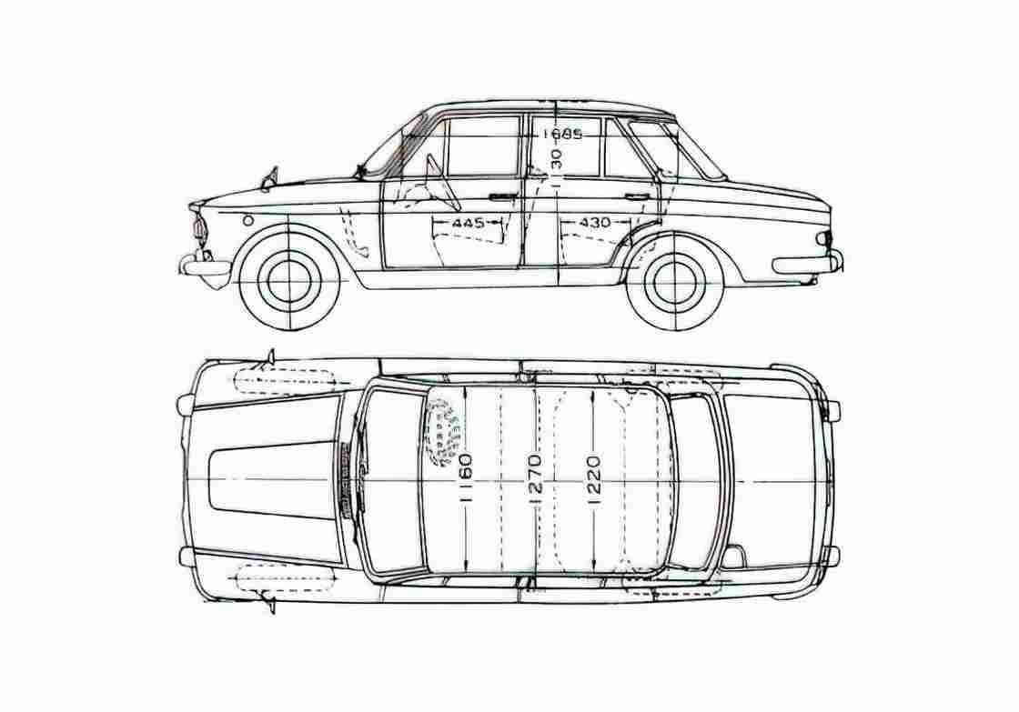 Blueprint Datsun Bluebird 411 Sedan 1967 A4 Photo Print