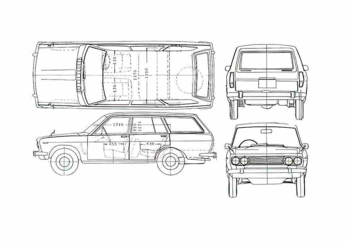 Blueprint Datsun Bluebird 510 Wagon 1973 A4 Photo Print