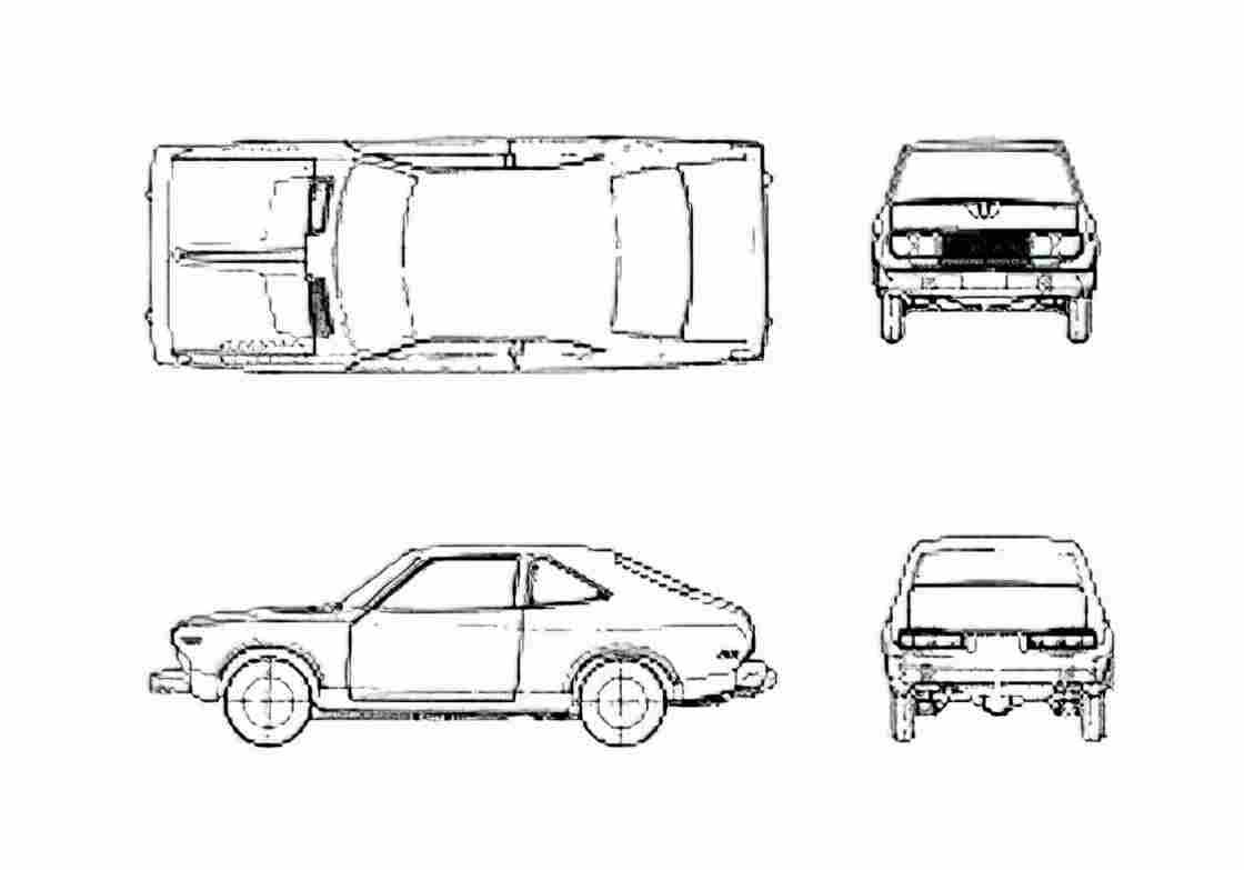 Blueprint Datsun Bluebird 610 2 door Sedan 1975 A4 Photo Print