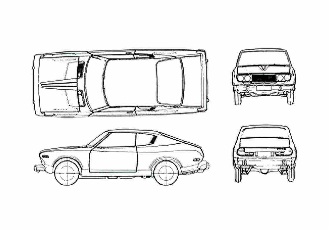 Blueprint Datsun Bluebird 610 Coupe 1975 A4 Photo Print