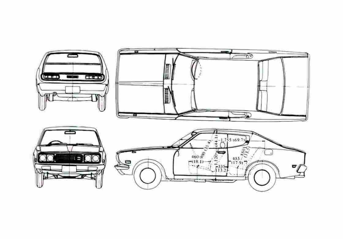 Blueprint Datsun Bluebird 610 Coupe 1977 A4 Photo Print