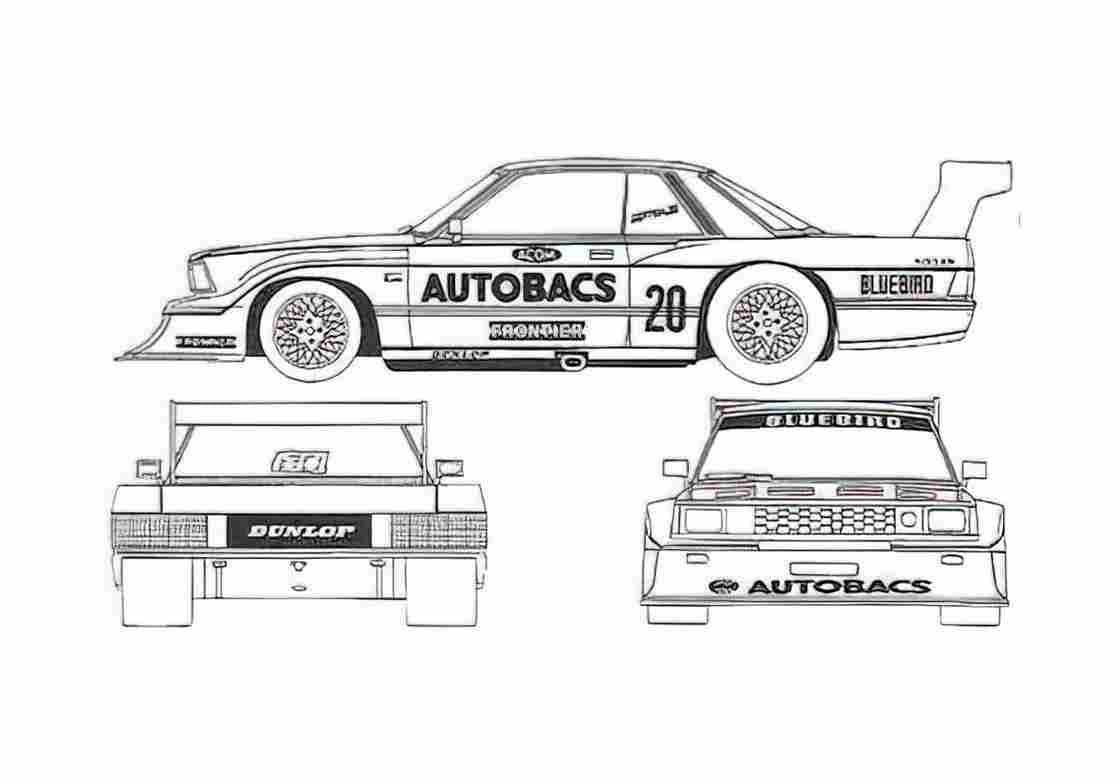 Blueprint Datsun Bluebird Autobacks Turbo Silhouette Coupe A4 Photo Print