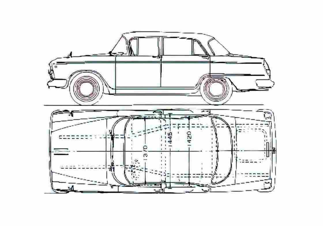 Blueprint Datsun Cedric 50 Special Sedan 1963 A4 Photo Print