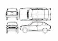 Blueprint Datsun Cherry 100A 3 door Hatchback 1972 A4 Photo Print