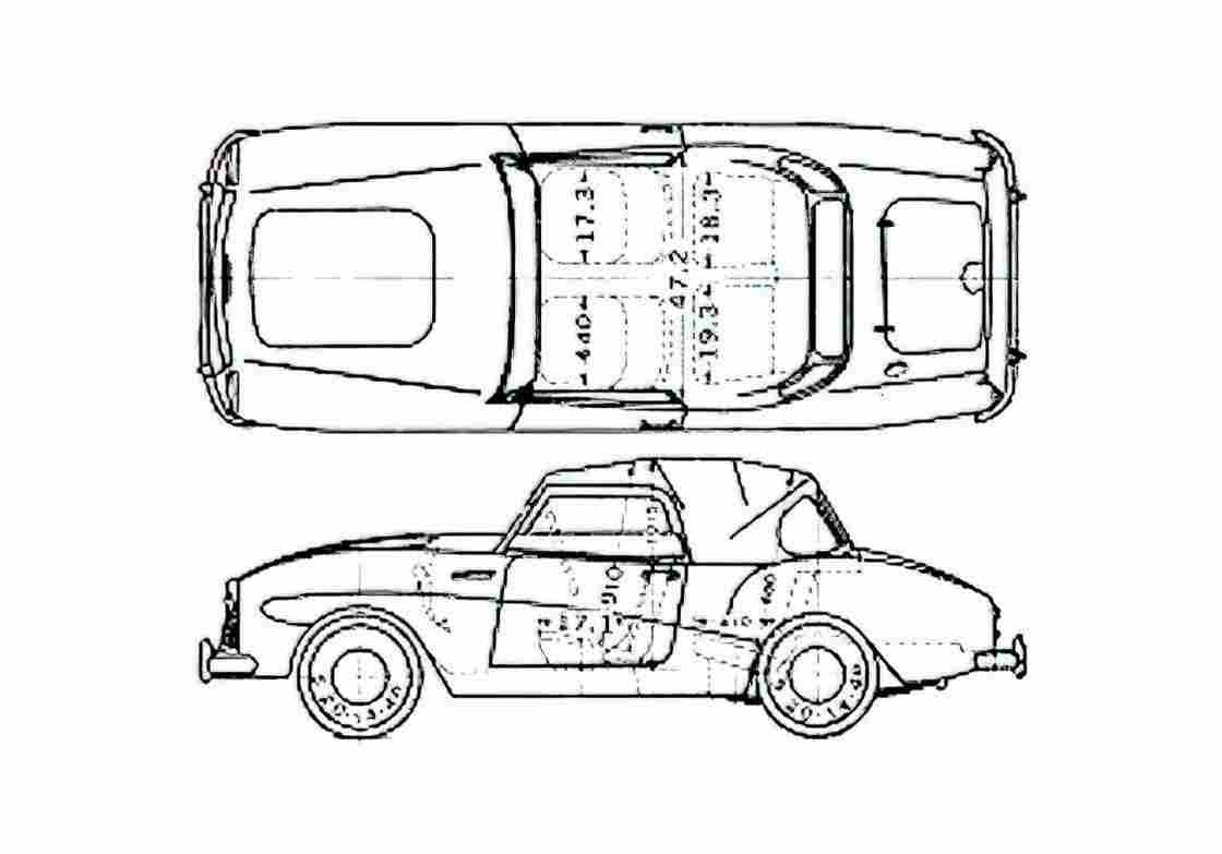Blueprint Datsun Fairlady 213 SPL Cabriolet 1962 A4 Photo Print