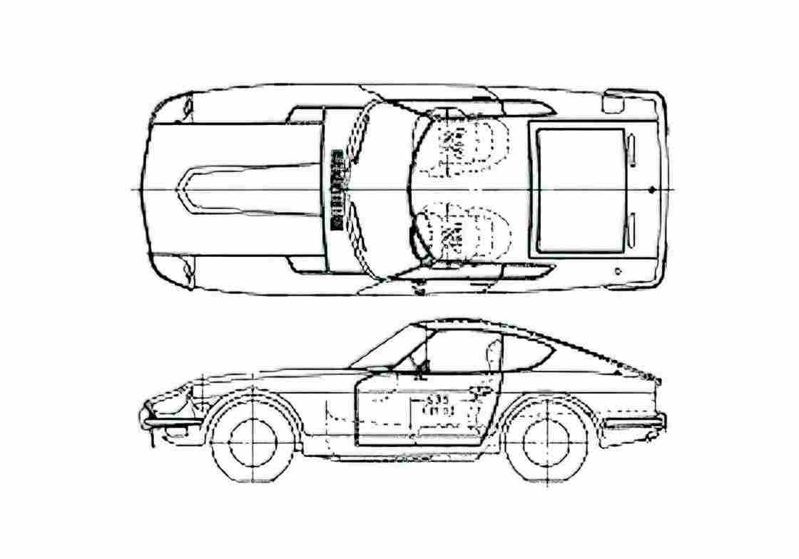 Blueprint Datsun Fairlady 240Z Coupe 1972 A4 Photo Print