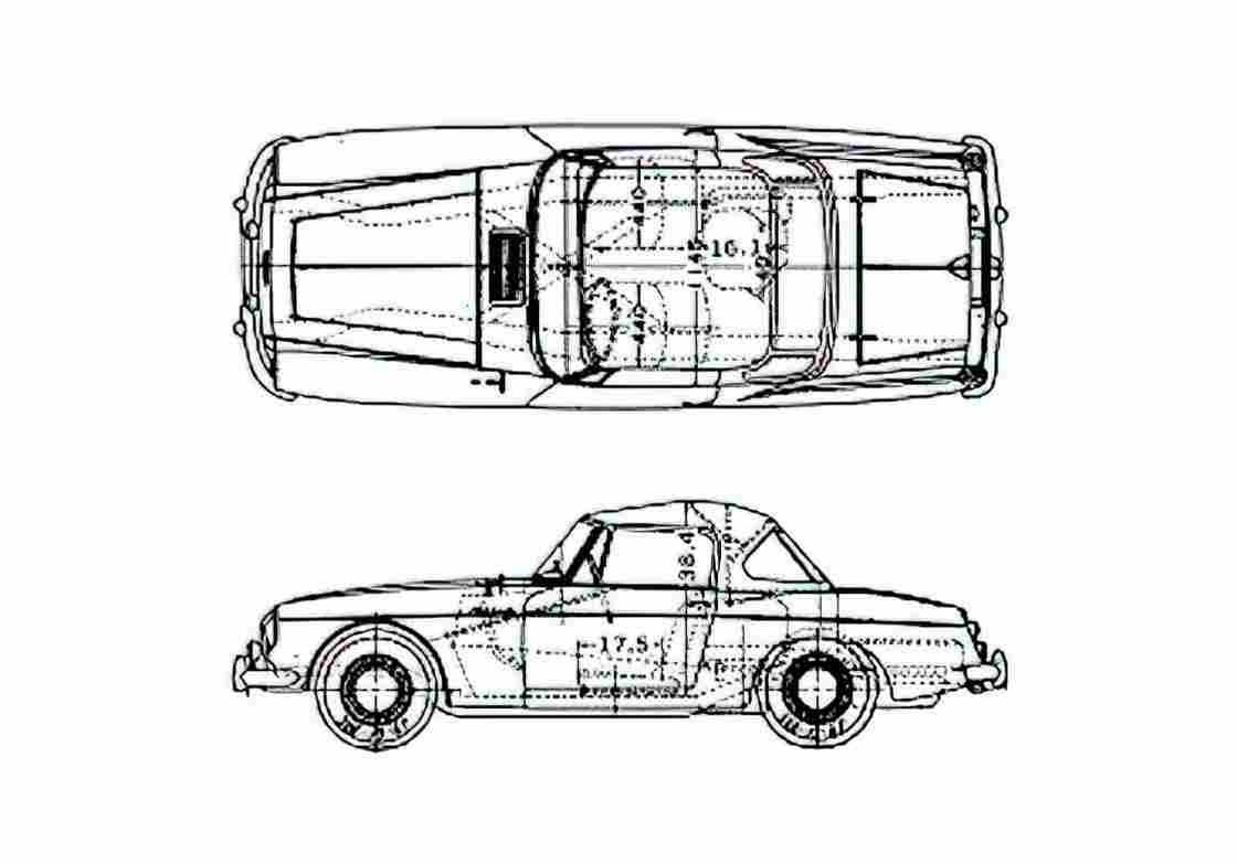 Blueprint Datsun Fairlady 310 SPL 1500 Cabriolet 1964 A4 Photo Print