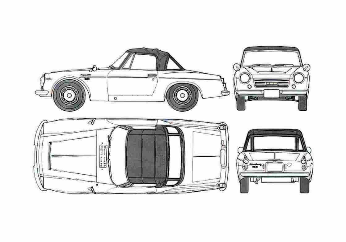 Blueprint Datsun Fairlady 311 2000 SR Cabriolet 1970 A4 Photo Print