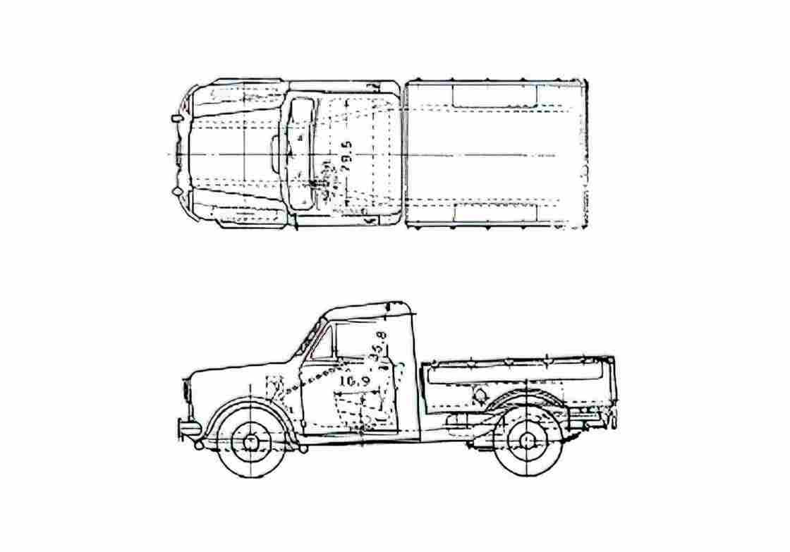 Blueprint Datsun Pick up 211plg Pick up 1960 A4 Photo Print
