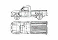 Blueprint Datsun Pick up 223lg Pick up 1962 A4 Photo Print