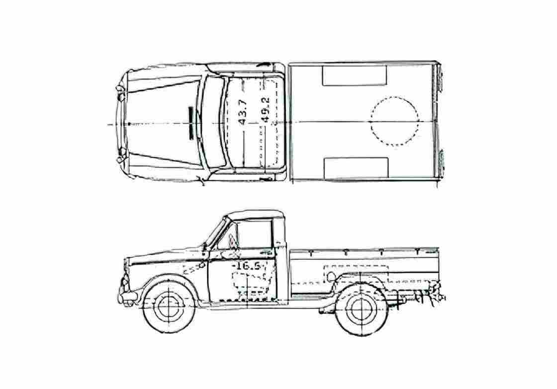 Blueprint Datsun Pick up 320l Pick up 1963 A4 Photo Print