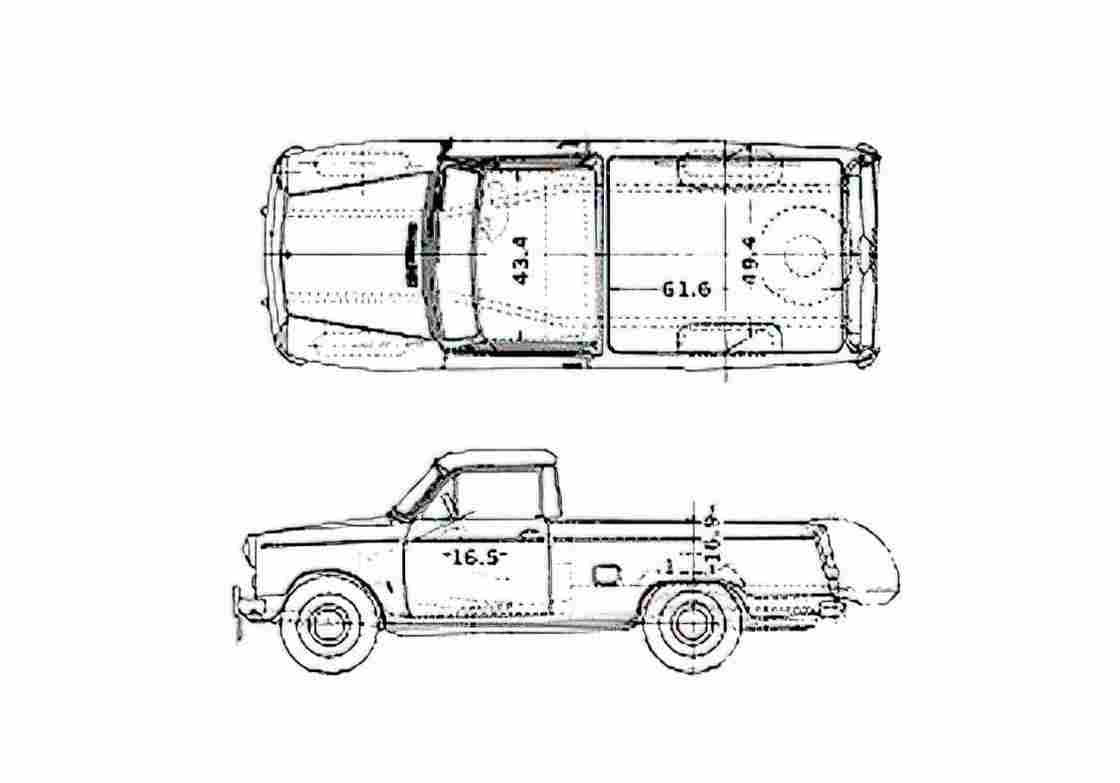 Blueprint Datsun Pick up 320nl Pick up 1964 A4 Photo Print