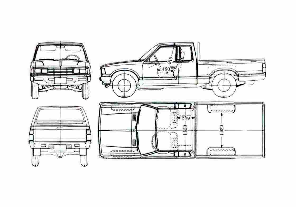 Blueprint Datsun Pick up 521l Pick up 1979 A4 Photo Print