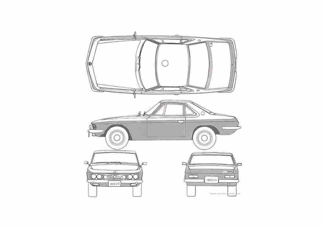 Blueprint Datsun Silvia CSP311 Coupe A4 Photo Print