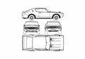 Blueprint Datsun Skyline 2000GT R C110 Hardtop Coupe 1972 A4 Photo Print