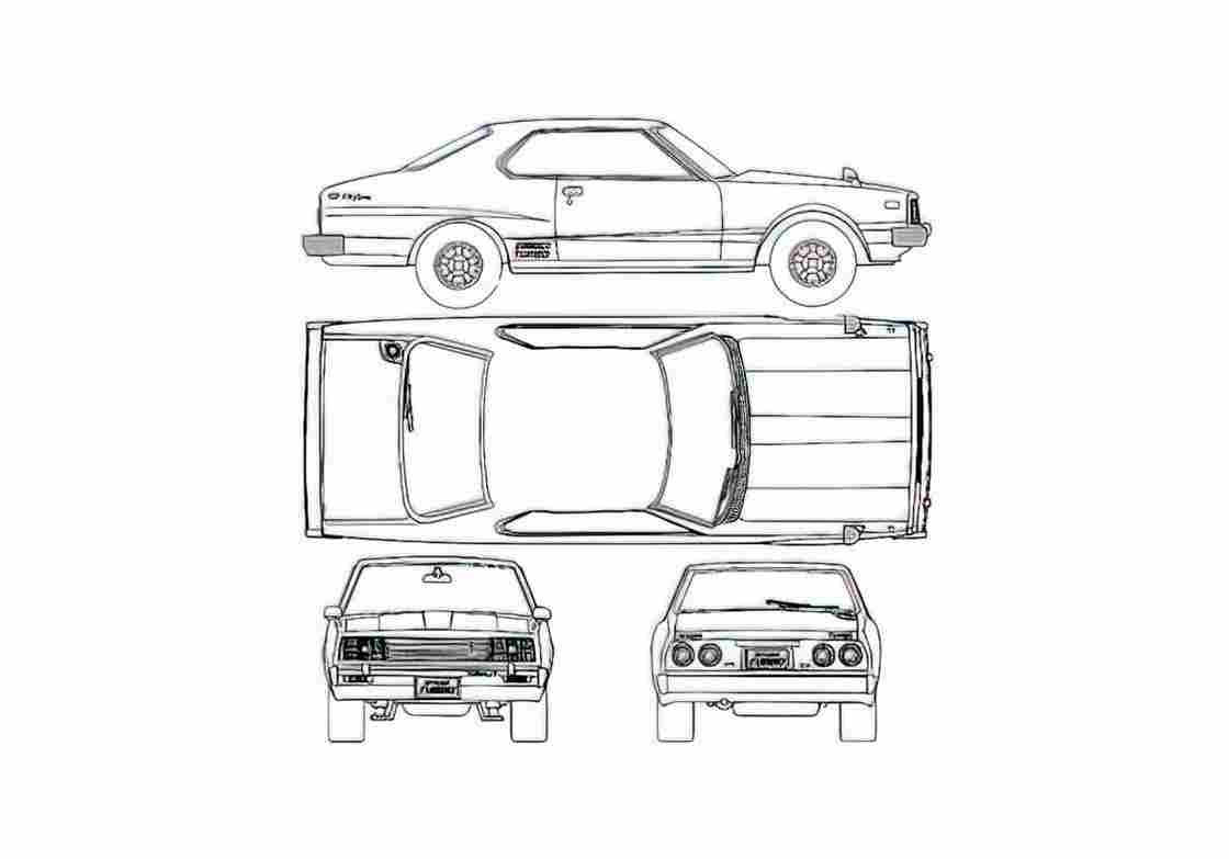 Blueprint Datsun Skyline 2000GT T C211 Hardtop Coupe 1977 A4 Photo Print