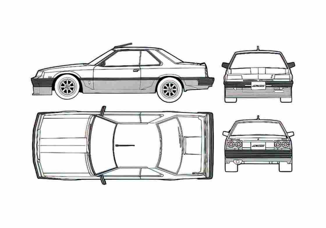 Blueprint Datsun Skyline R30 Coupe 1982 A4 Photo Print