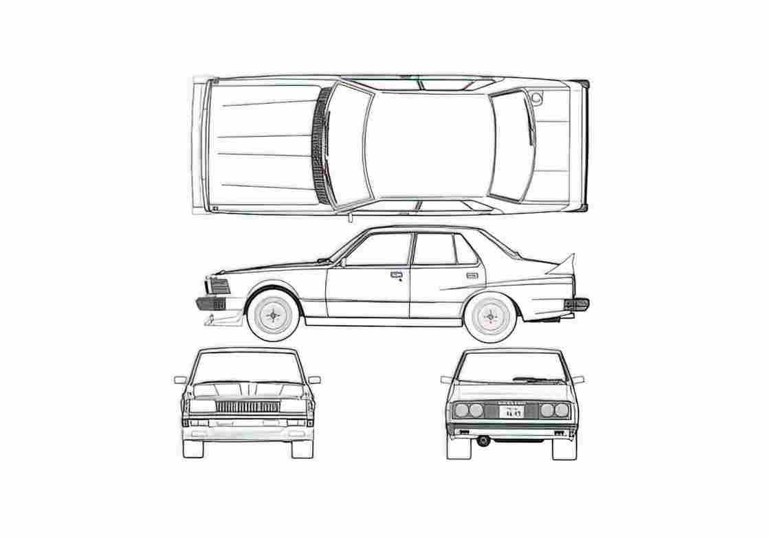 Blueprint Datsun Skyline Sedan 1979 A4 Photo Print