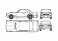 Blueprint Datsun Skyline c10 gt r 2dr Coupe 1969 A4 Photo Print