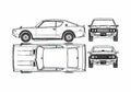 Blueprint Datsun Skyline c110 gt r Coupe 1972 A4 Photo Print