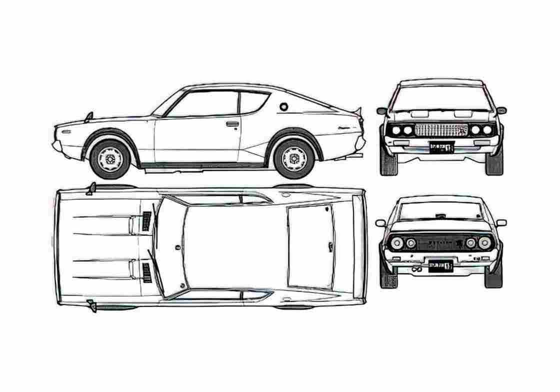 Blueprint Datsun Skyline c110 gt r Coupe 1972 A4 Photo Print