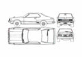 Blueprint Datsun Skyline c210 240k Coupe 1977 A4 Photo Print