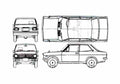 Blueprint Datsun Sunny 1200 Deluxe 2 door Hatchback 1972 A4 Photo Print